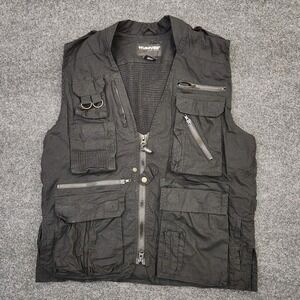 Humvee Mens Medium Black Safari Photo Hunting Vest 21 Pockets Adventure Gear